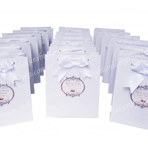 Hediyelik Karton Çanta - Beyaz - Söz, Nişan, Nikah, Doğum Günü, Bebek ve Mevlüt Hediyeliği